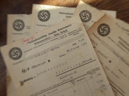 5 OFFICIAL SS RECEIPTS FOR FLAGS, TABS, VISOR, TITLE.