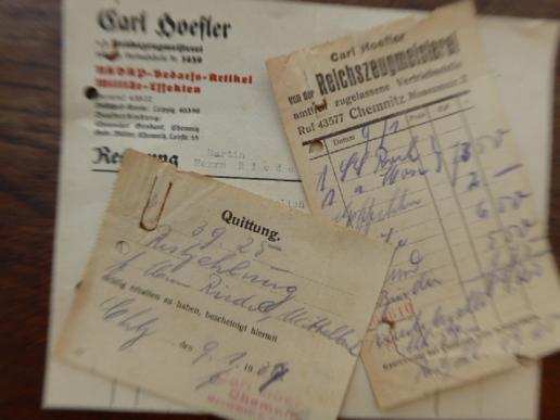 TAILORS RECEIPTS FOR AN SS UNIFORM