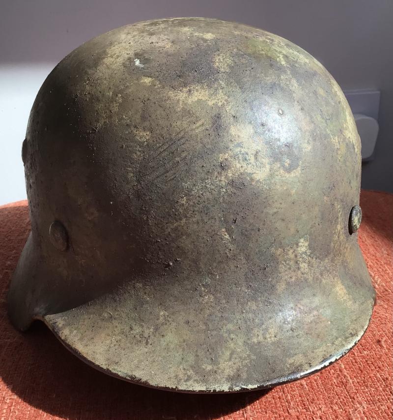 RARE EARLY D/D CAMOUFLAGE HELMET.
