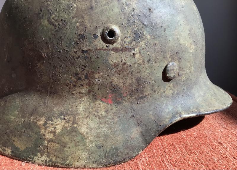 RARE EARLY D/D CAMOUFLAGE HELMET.
