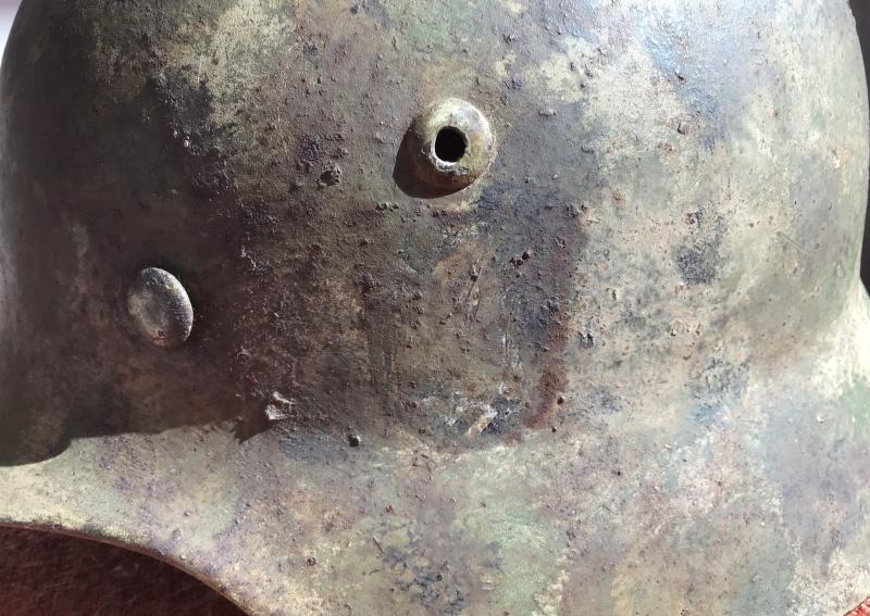 RARE EARLY D/D CAMOUFLAGE HELMET.